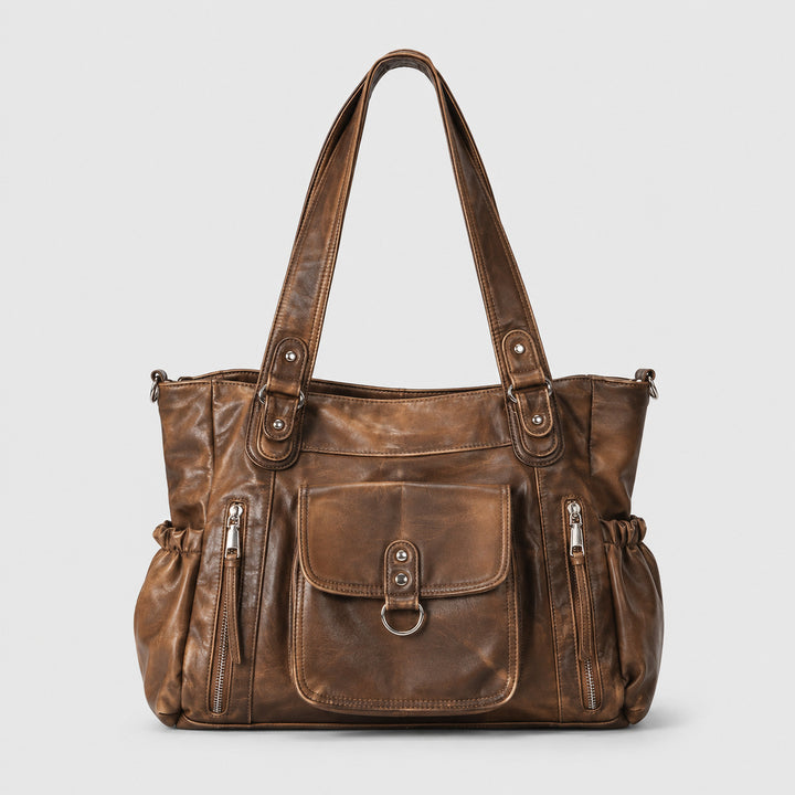 Spacious Multifunctional Leather Handbag
