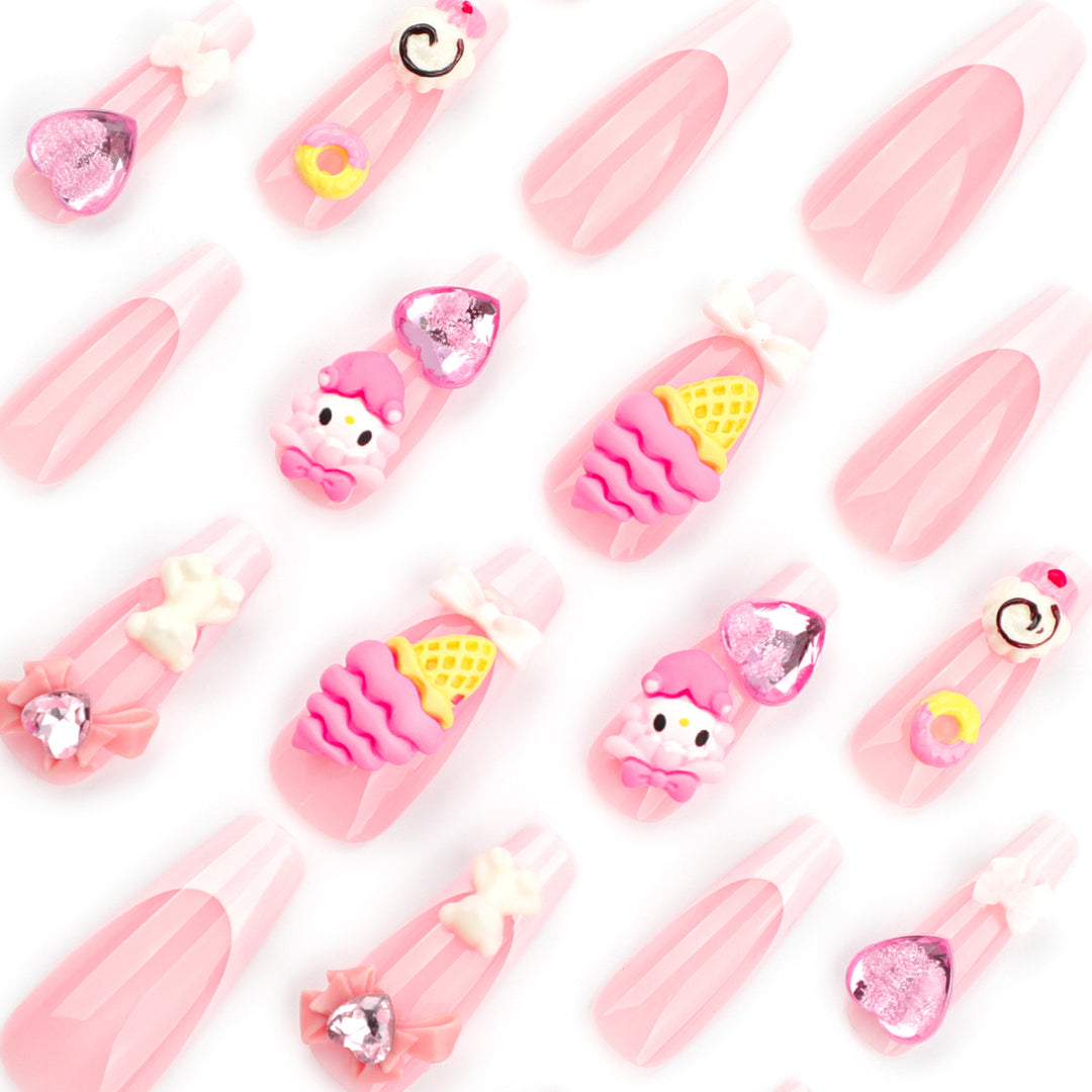 Artful nail extensions with 3D dessert motif Kalsten