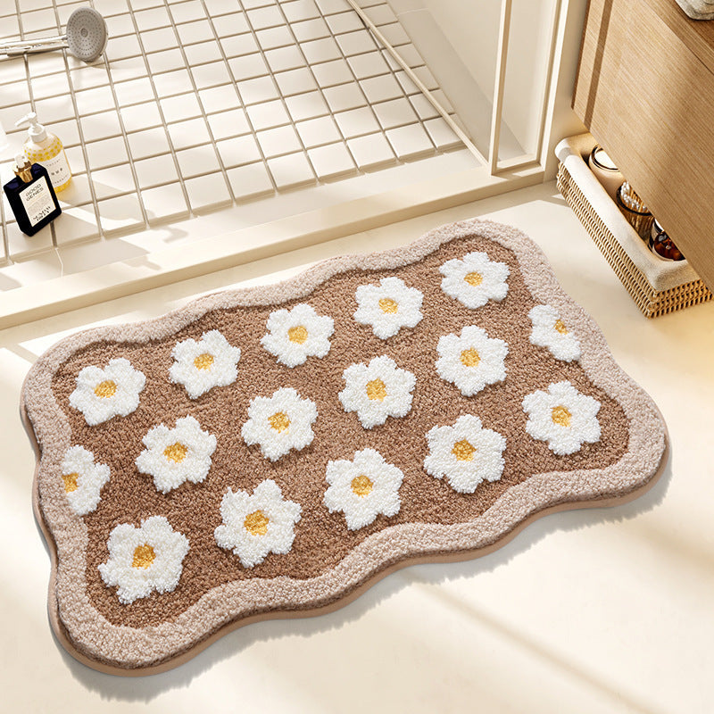 Plush Floral Design Bath Mat Kalsten