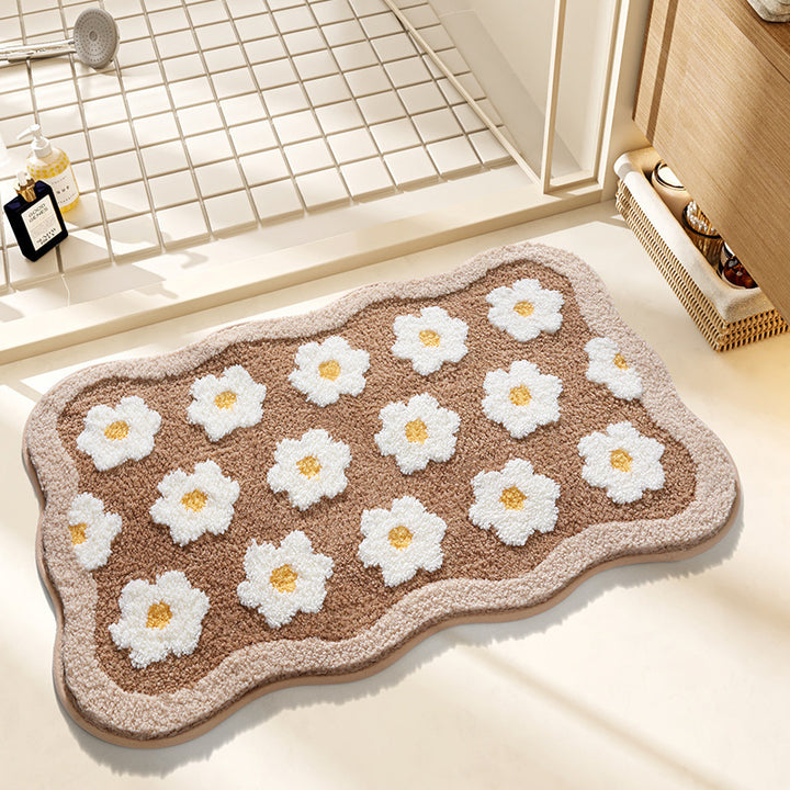 Plush Floral Design Bath Mat Kalsten