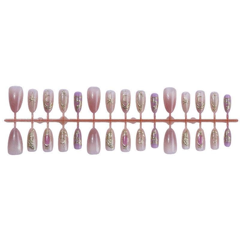 Acrylic nail set with elegant glitter and flower appliqués Kalsten