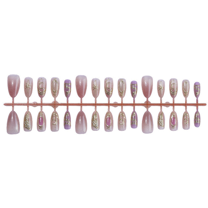 Acrylic nail set with elegant glitter and flower appliqués Kalsten