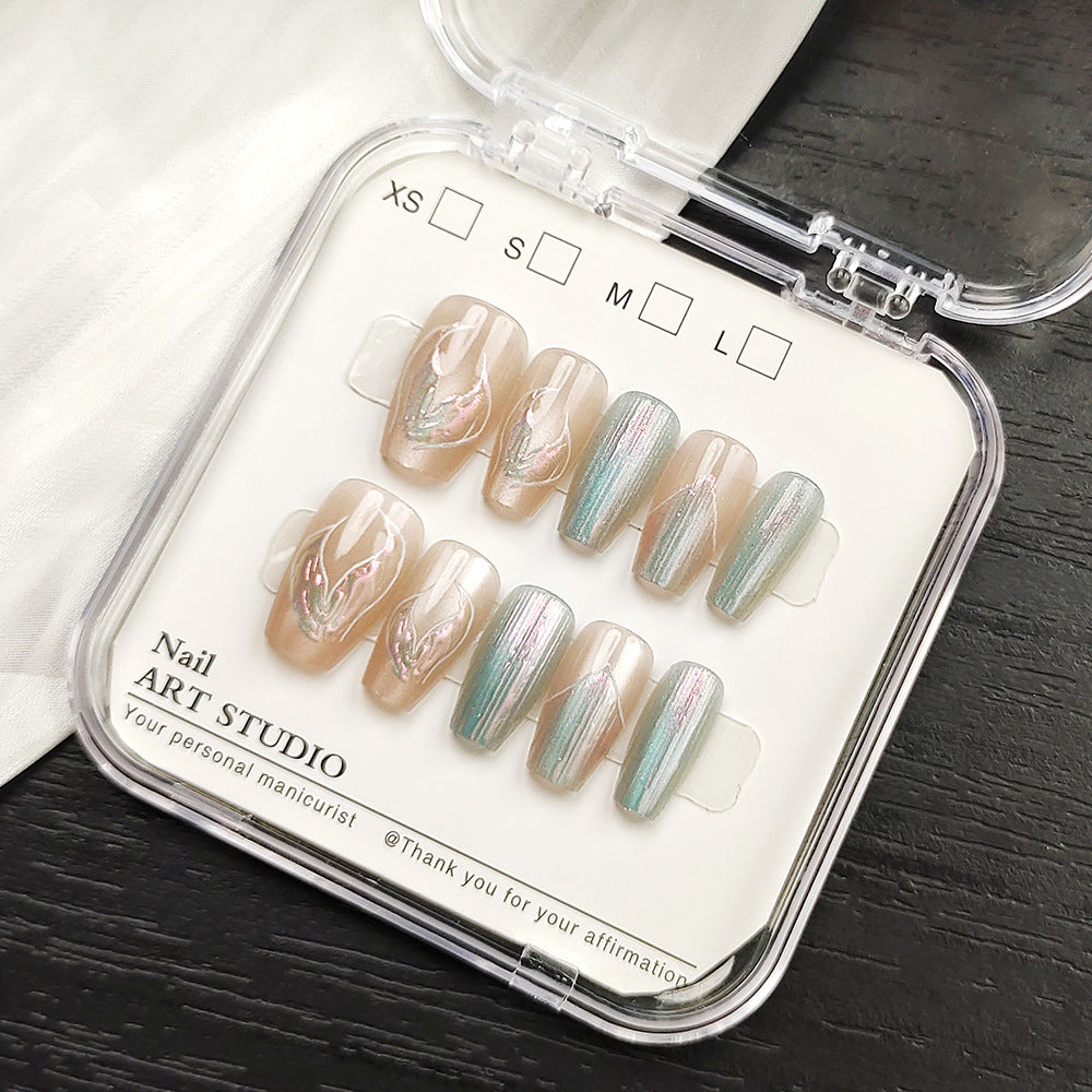 Elegant Artificial Nails with Shimmering Effect Kalsten