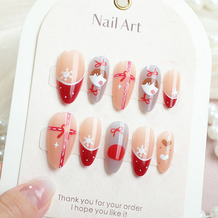 Festive Holiday-Themed Press-On Nail Art Set 1790738334