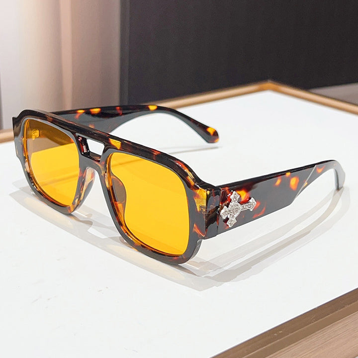 Statement Geometric Shield Sunglasses with Decorative Accent Kalsten