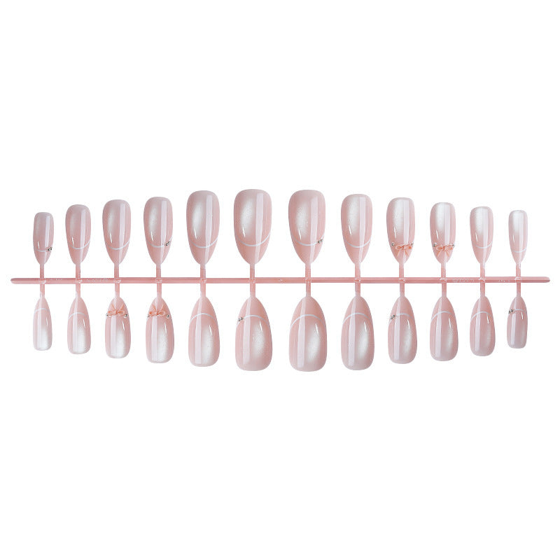 Artificial nail set with elegant bow and glitter accents Kalsten 1789119022