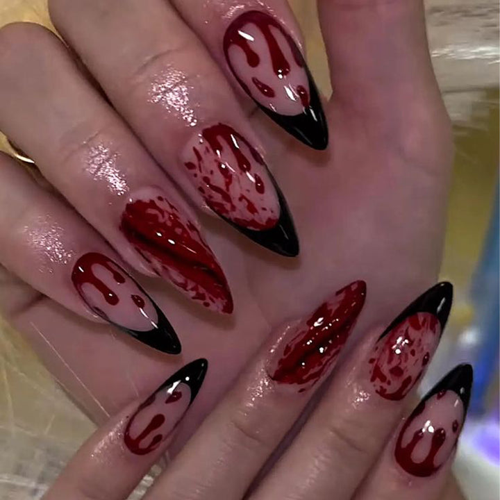 Gothic Horror Theme Stiletto Nail Art Extensions Kalsten