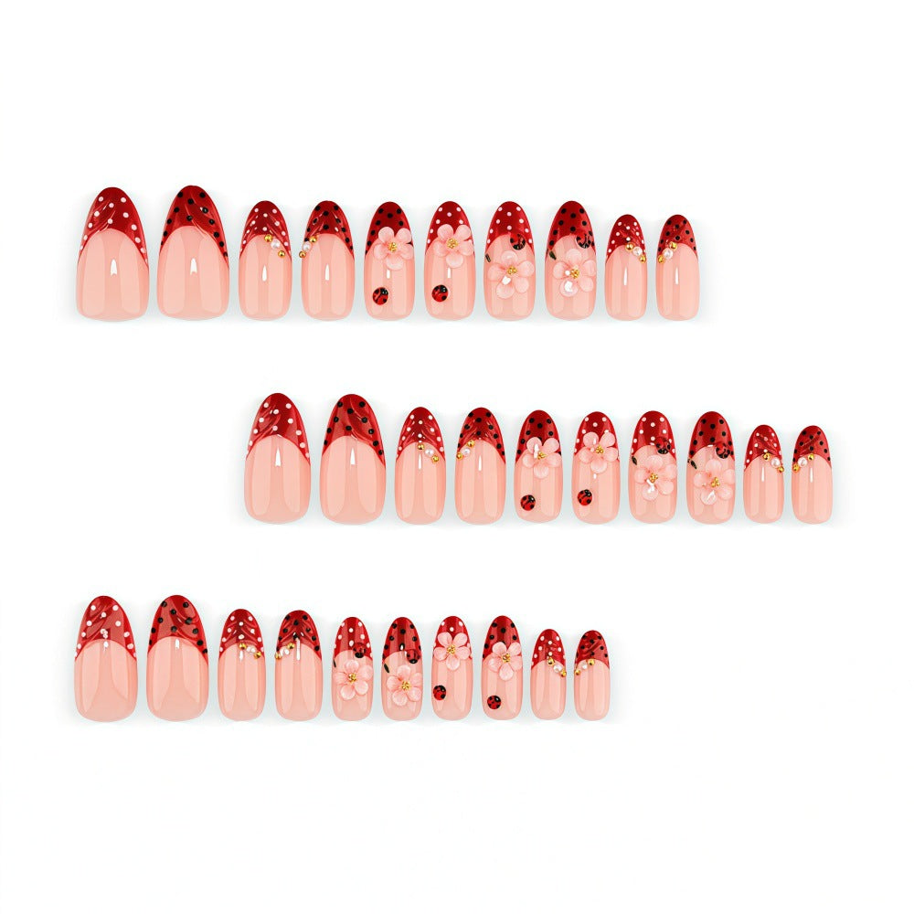 Artificial nails with floral design and 3D accents Kalsten