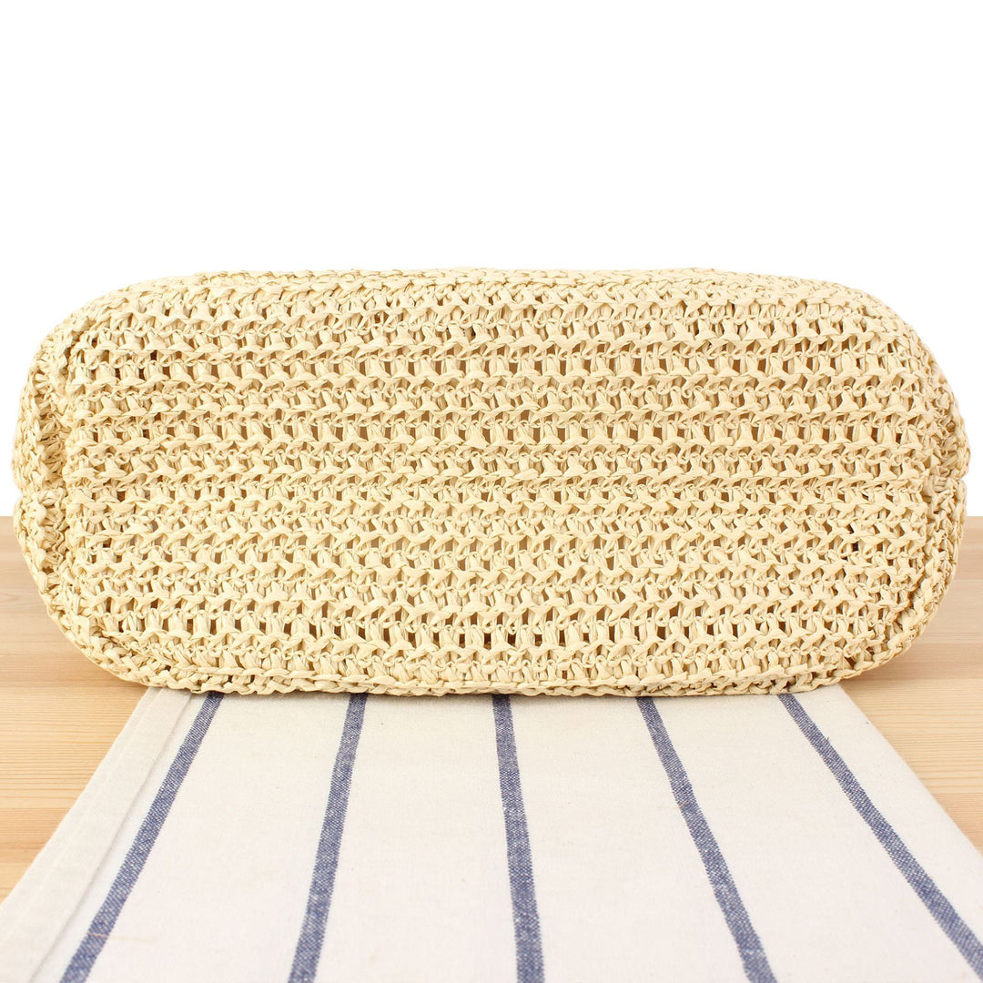 Handbag Made of Natural Braided Material with Elegant Leather Straps Kalsten