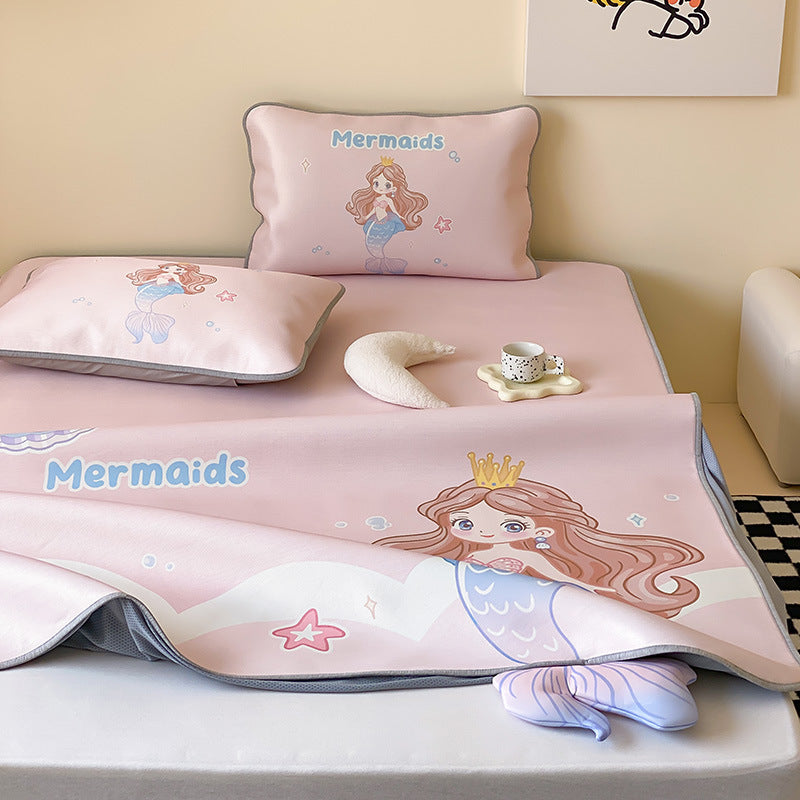 Children's tension cover with anti-slip, cartoon breakfast print, and 3D boot applications