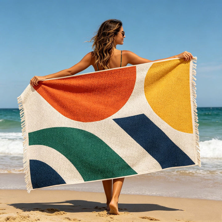 Multifunctional Bath Mat with Tropical Palm and Flower Pattern Kalsten