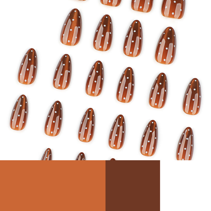 Artful nail extensions with glossy ombre effect and elegant dots Kalsten