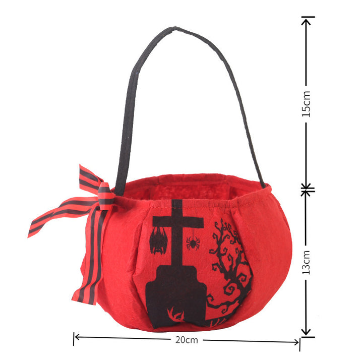 Plush Halloween Candy Basket with Handle and Bow