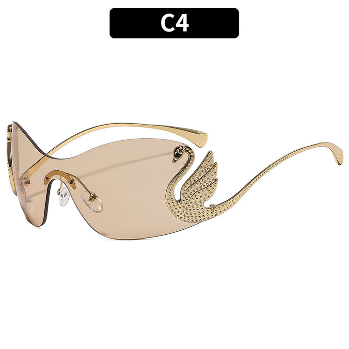 Statement Swan-Inspired Shield Sunglasses
