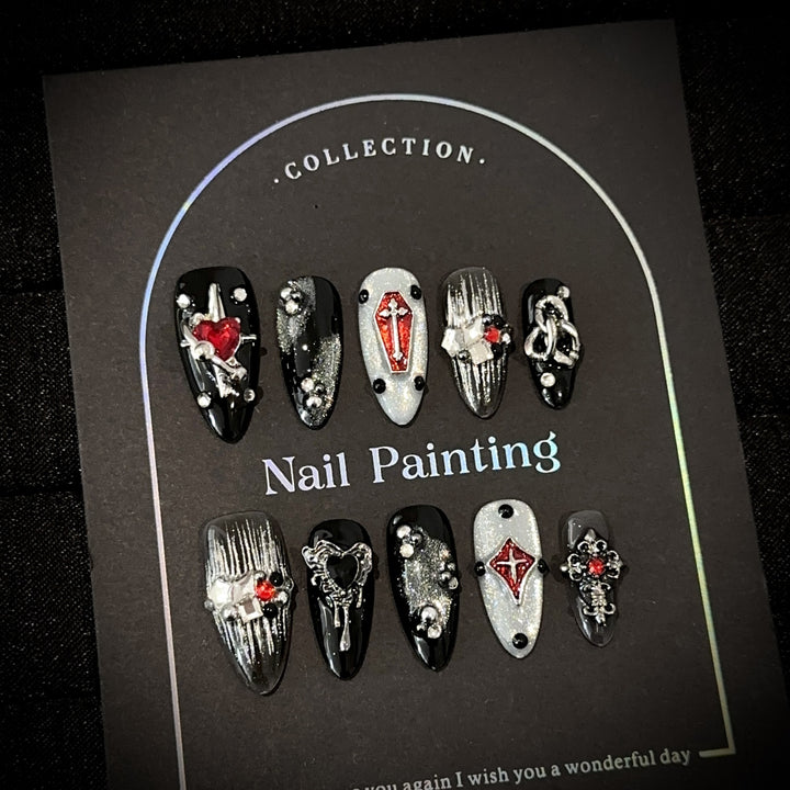 Gothic-Inspired Decorative Press-On Nails