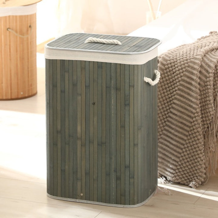 Elegant Laundry Basket Made of Bamboo with Practical Lid Kalsten