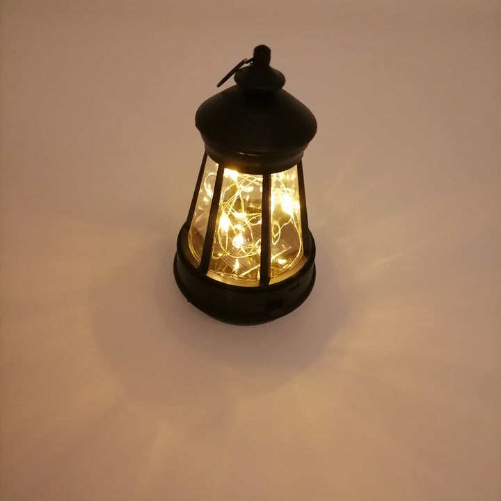 Vintage Metal Tabletop Lantern With Warm LED Fairy String Rechargeable USB Port And Portable Hanging Handle Kalsten