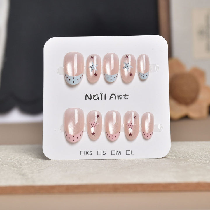 Artistic Star-Embellished Press-On Nail Set Kalsten
