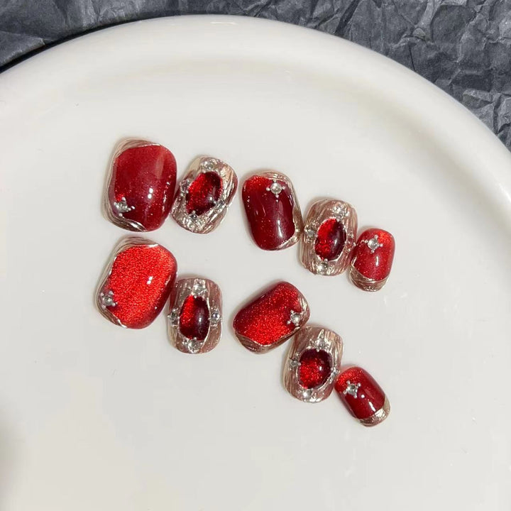 Glamorous Press-On Nail Set with Rhinestone Accents Kalsten