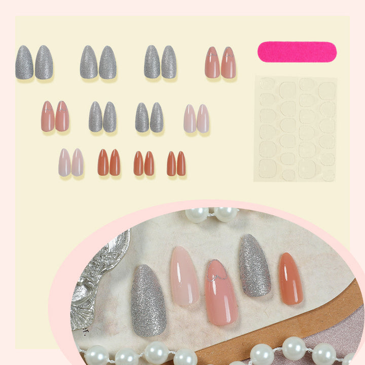 Acrylic nail set with heart and glitter design Kalsten