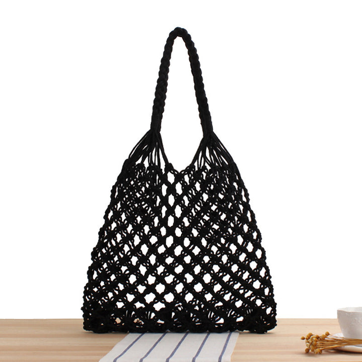 Mesh tote bag made of handcrafted natural material with unique pattern Kalsten