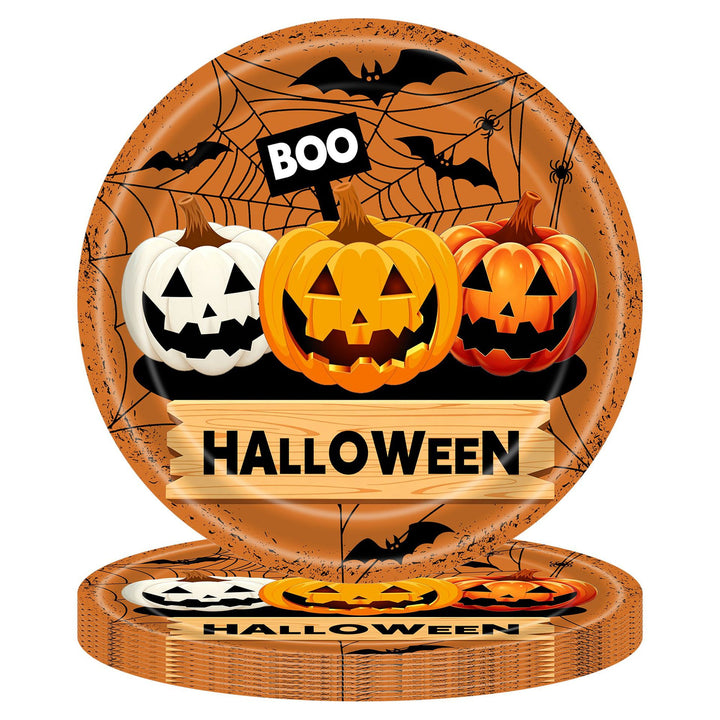 Disposable paper cups with Halloween pumpkin and ghost design stackable
