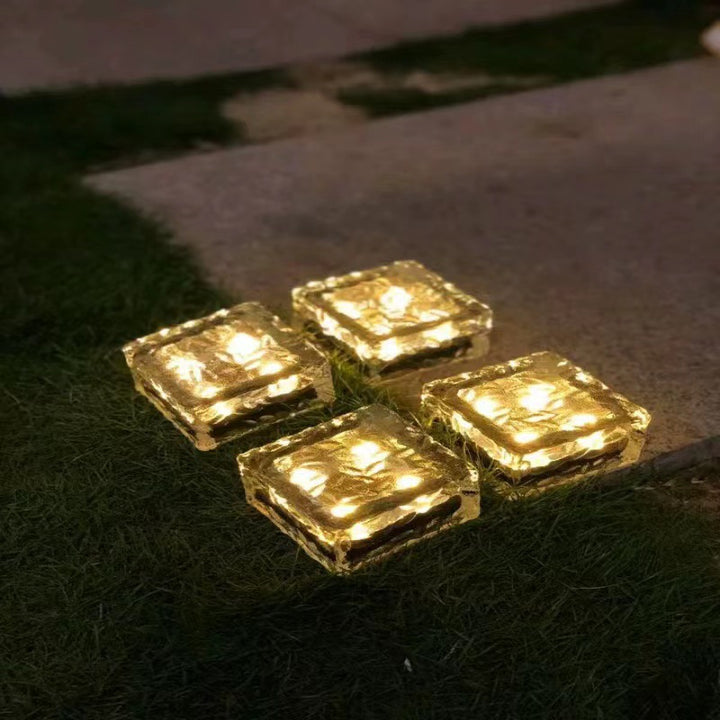 Solar Glass Paver Garden Pathway Light With Integrated Warm LED Modules Kalsten
