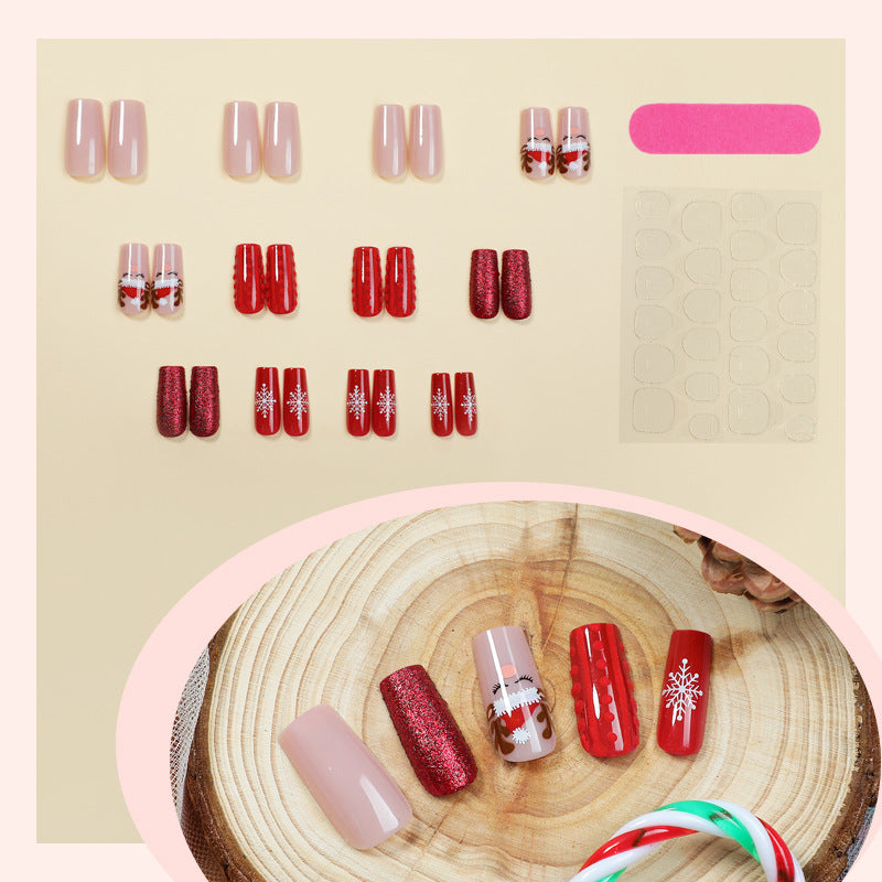 Festive Holiday-Themed Press-On Nail Art Set Kalsten