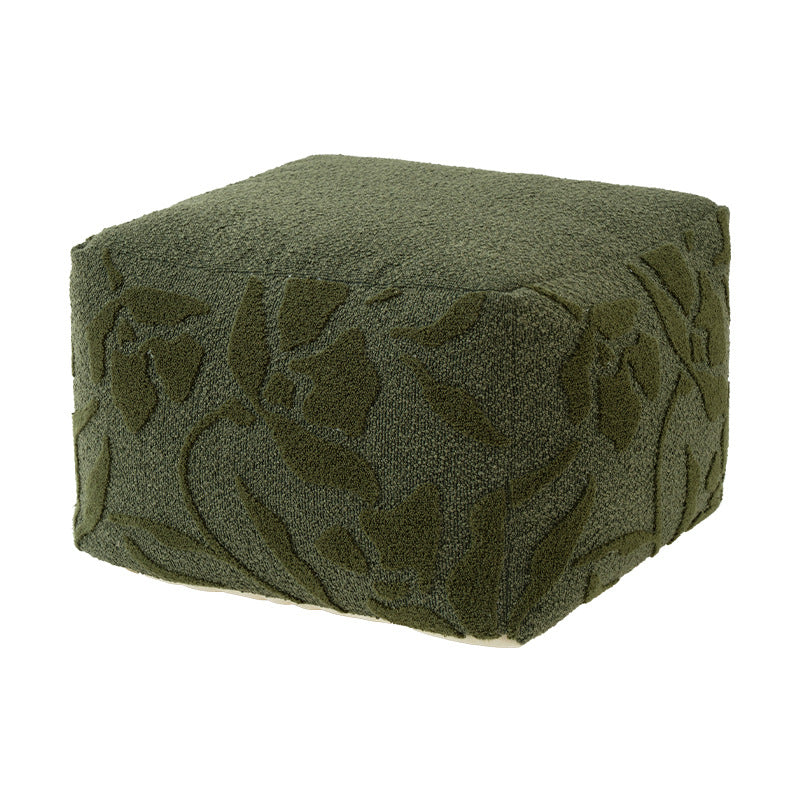square pouf with bouclé cover and textured jacquard pattern Kalsten