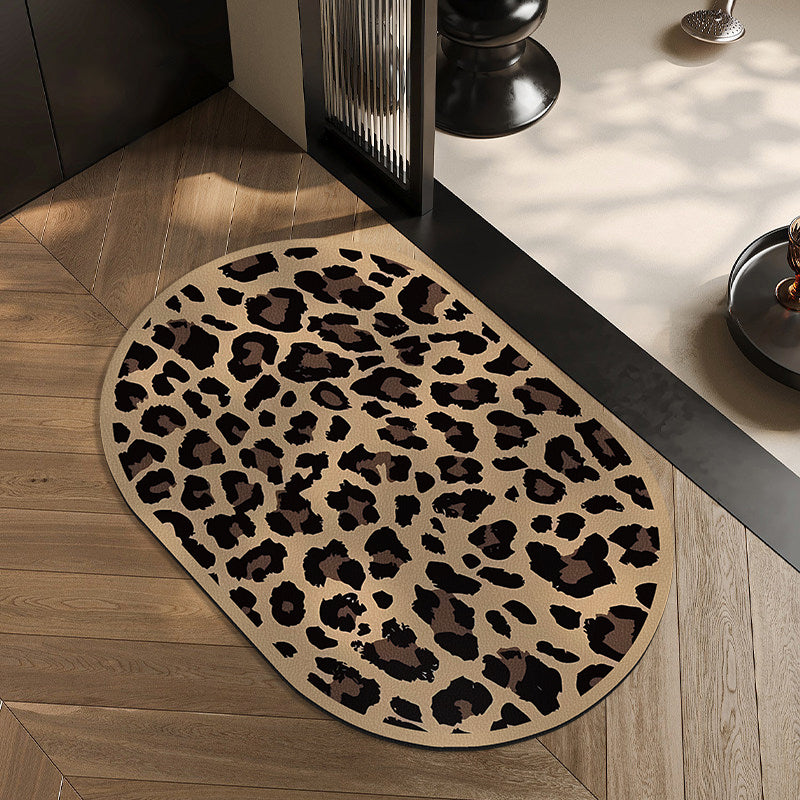 Plush Leopard Print Area Rug