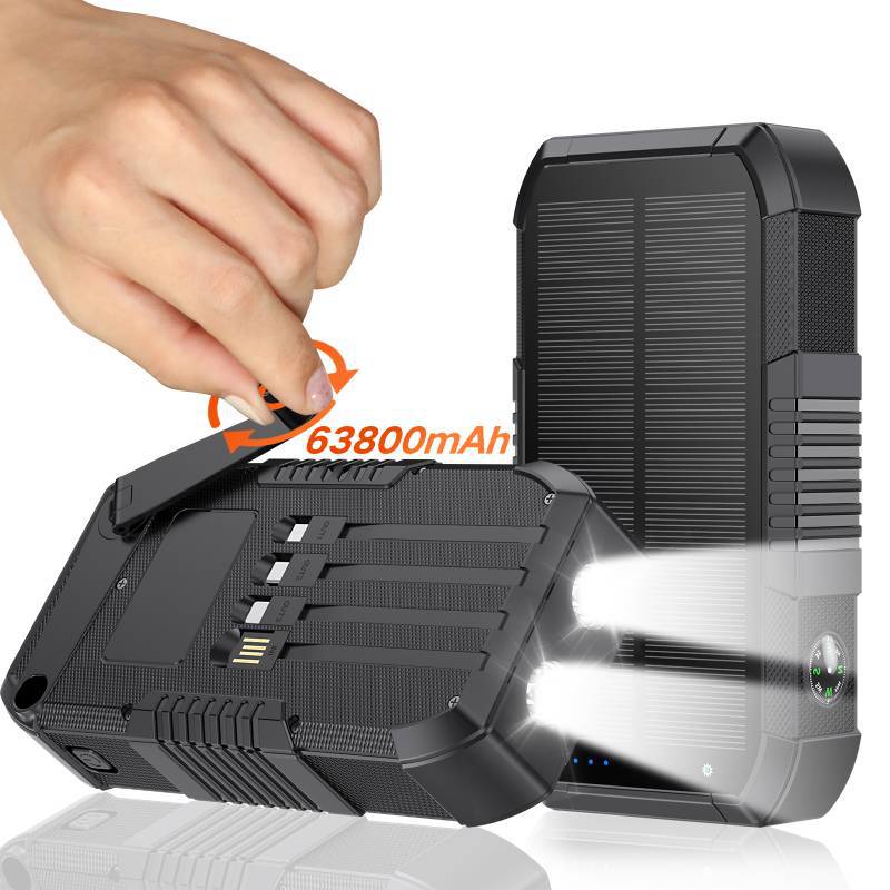 Portable power bank with solar charging and integrated LED light Kalsten
