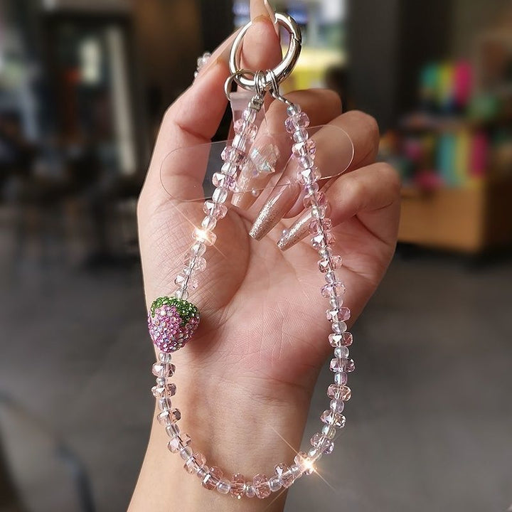 Strawberry-Themed Beaded Charm Keychain Kalsten