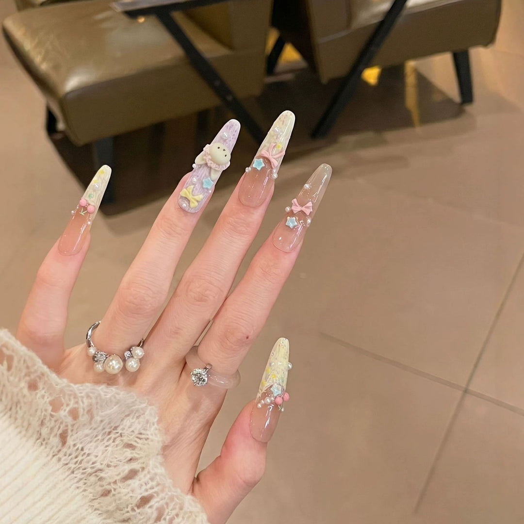 Themed Decorative Press-On Nails with 3D Accents Kalsten