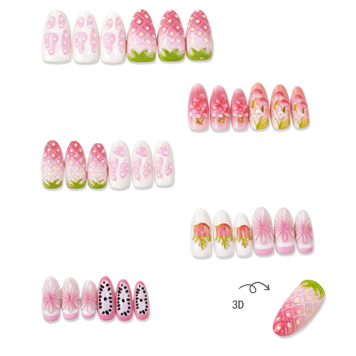 Artificial nail tips with fruity design and 3D elements Kalsten