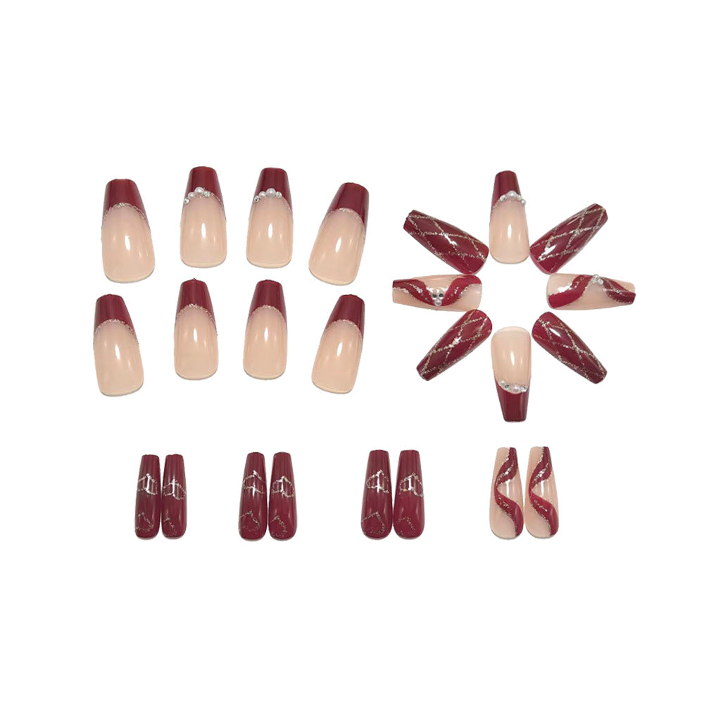 Artificial nails with elegant pearl and glitter decorations Kalsten