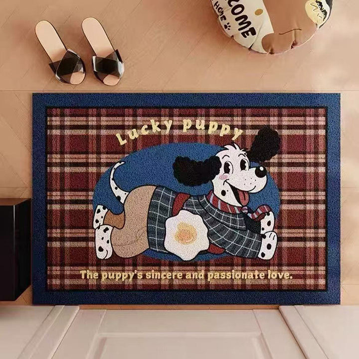 Playful Puppy-Themed Welcome Mat