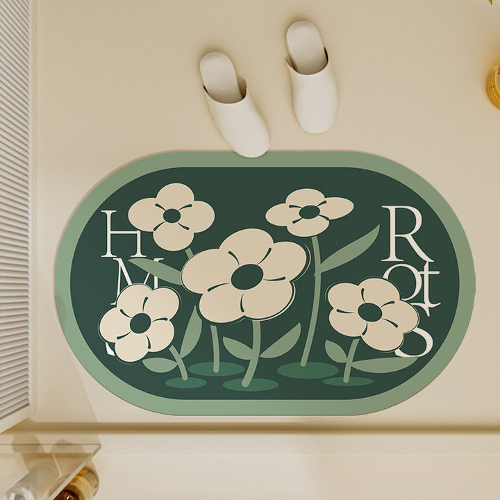 Oval Shaped Welcome Mat with Inspirational Quote
