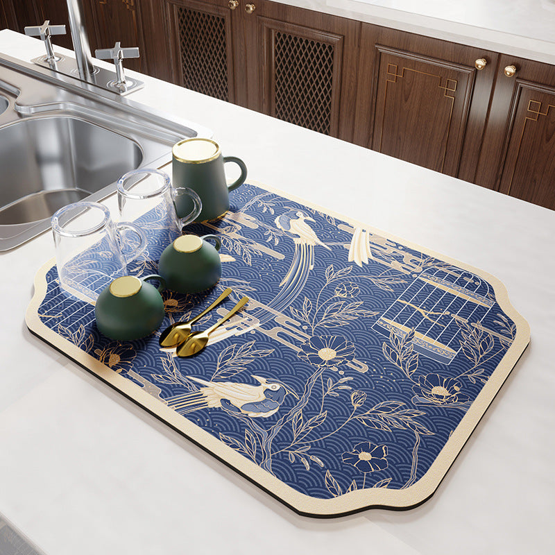 Floral Patterned Kitchen Drying Mat Kalsten