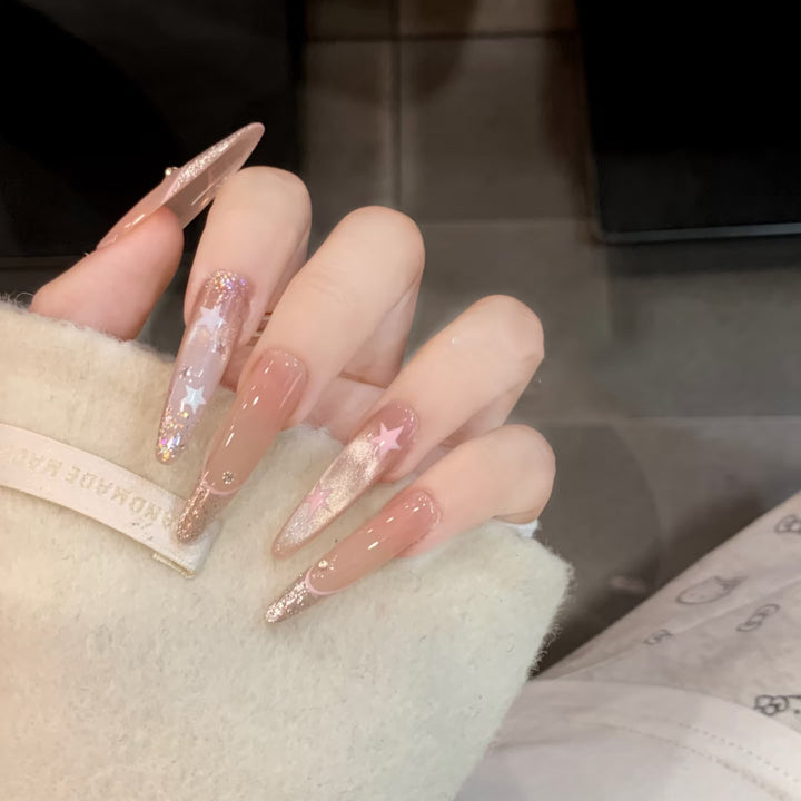 Elegant Stiletto Press-On Nail Art with Rhinestone Accents Kalsten