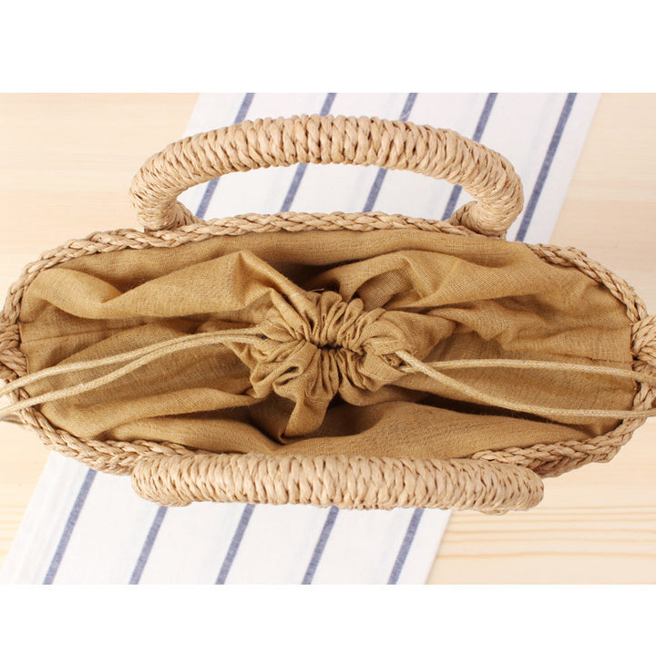 Handbag Made of Braided Natural Material with Round Handle Kalsten