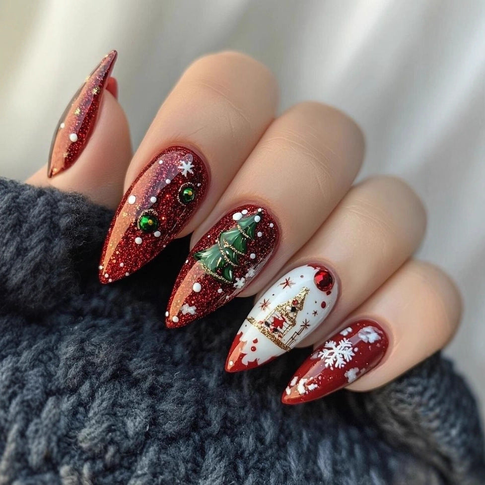 Festive artificial nails with winter motif Kalsten
