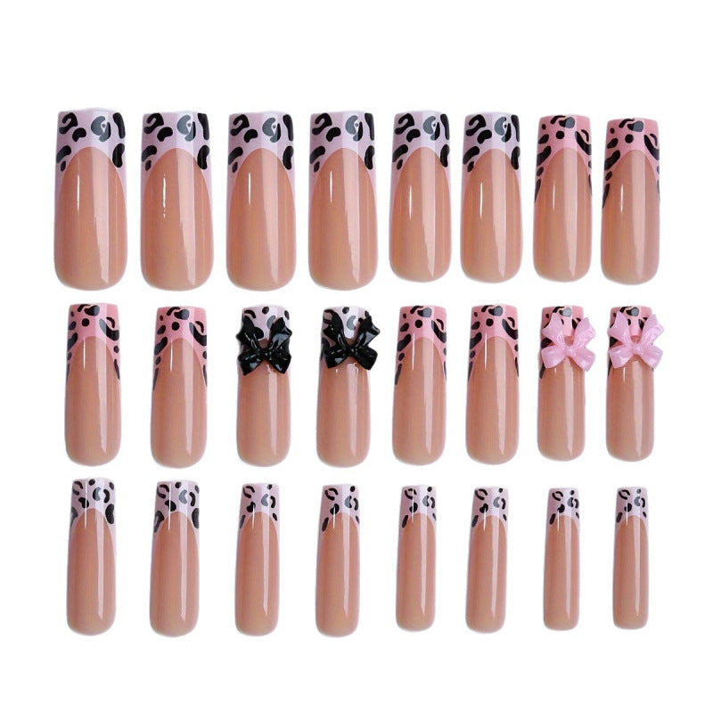 Decorative Press-On Nail Art with Bow Accents