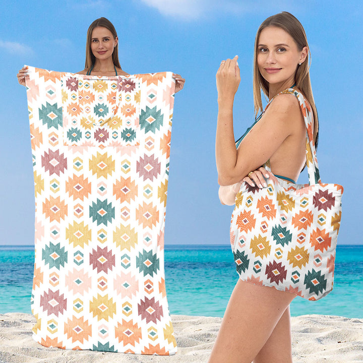 Beach towel with integrated tote bag design Kalsten