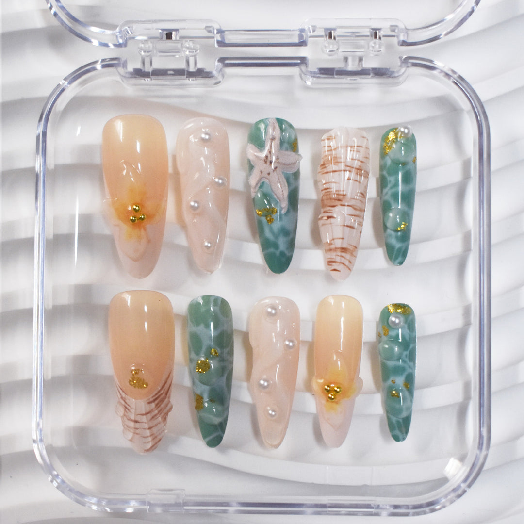 Thematic Ocean-Inspired Press-On Nail Extensions Kalsten