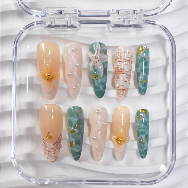 Thematic Ocean-Inspired Press-On Nail Extensions Kalsten