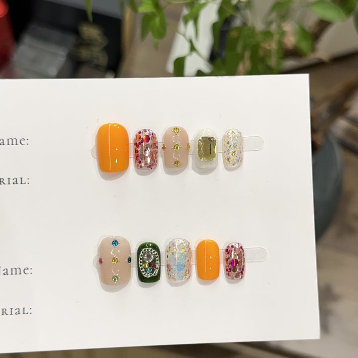 Decorative Glitter Press-On Nail Collection