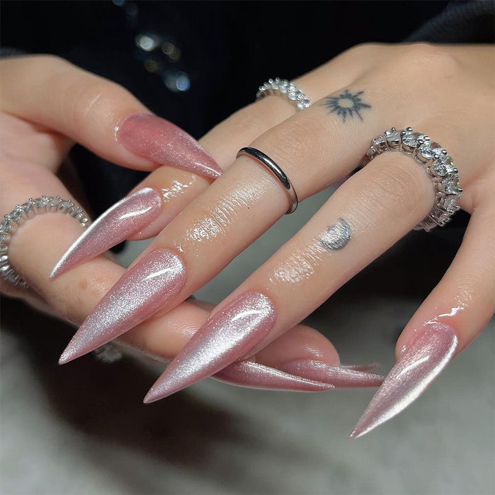 Artful Stiletto Nails with Shimmering Glitter Kalsten