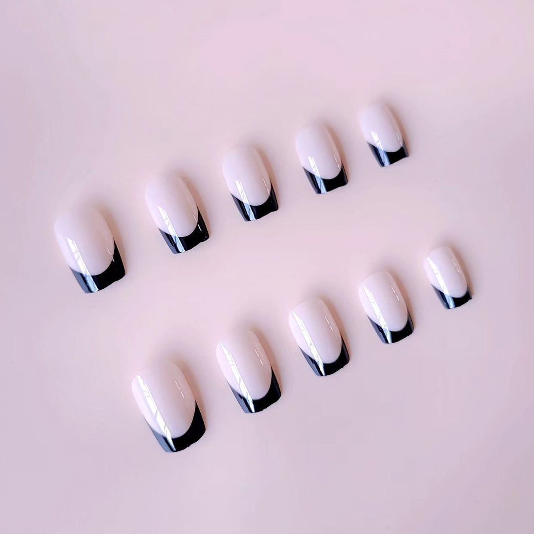 Acrylic nail set with elegant French tips and matte finish Kalsten