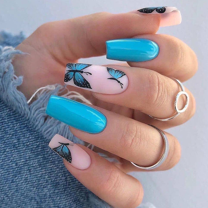 Artful Nail Extensions with Butterfly Motif Kalsten