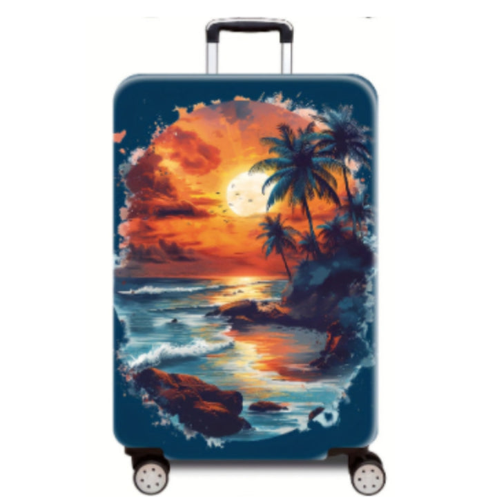 Women's Hard Shell Suitcase with Tropical Landscape Design Kalsten